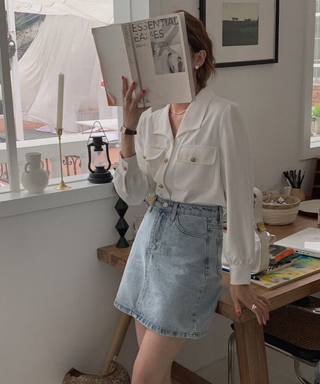 open collar classic shirt/2color