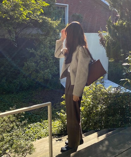 no collar short jacket 【Wool 100%】