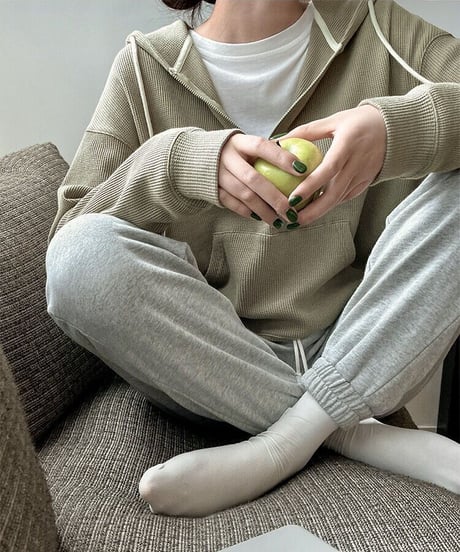 [OUTLET]waffle  half zip hoodie/3color