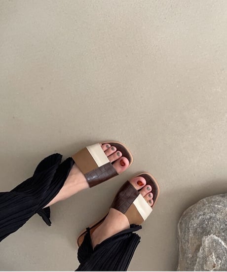 patchwork design sandal/2color