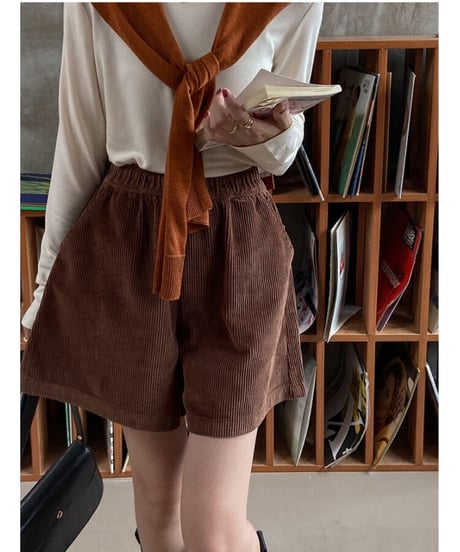 corduroy short pants/3color
