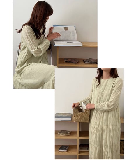 wrinkle chiffon one-piece/3color