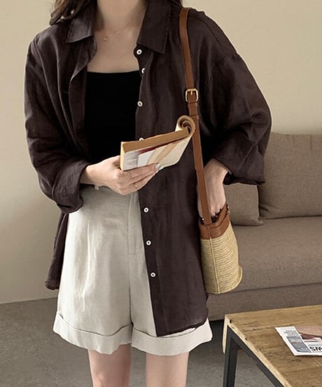 cotton linen half pants/3color