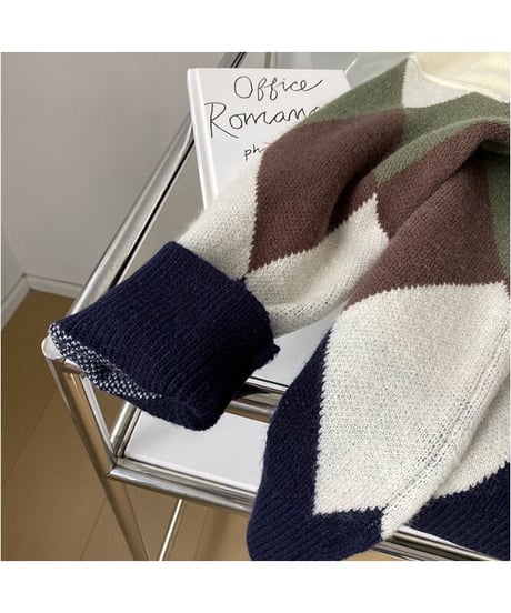 big diamond pattern knit/3color