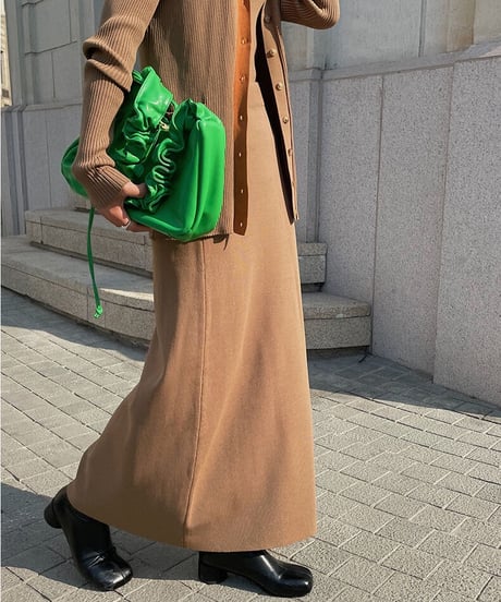 （Set up）semi flare long skirt/3color