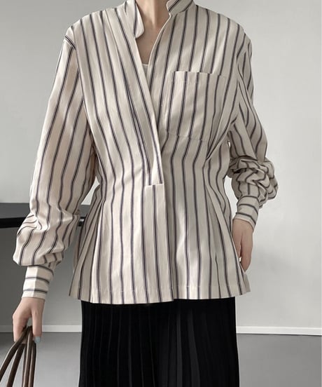 waist shape stripe shirt