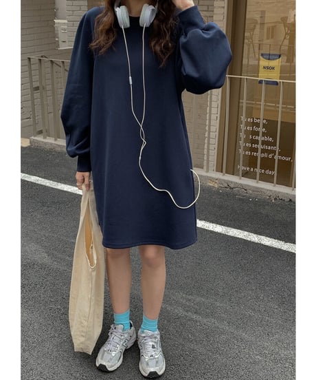 balloon sleeve middle one-piece/2color