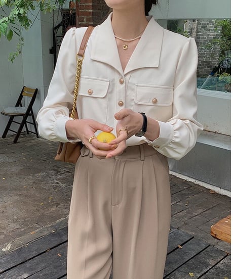 open collar classic shirt/2color