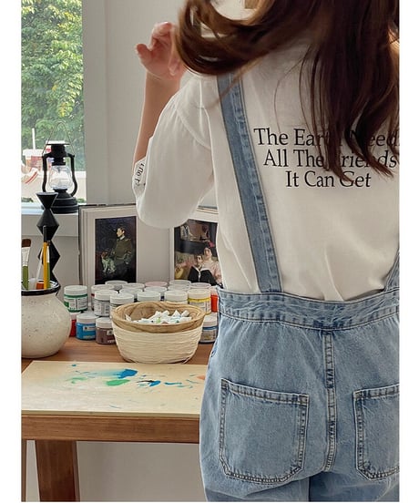 flare denim salopette/2color