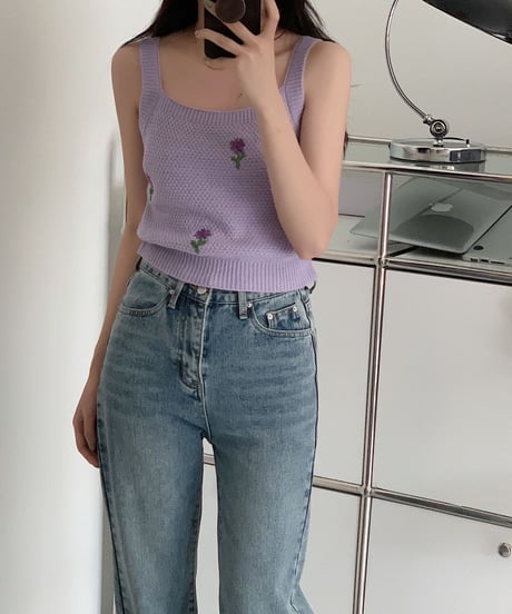 flower knit ensemble/3color