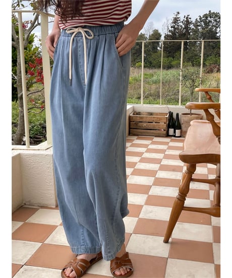 relax wide denim pants/2color