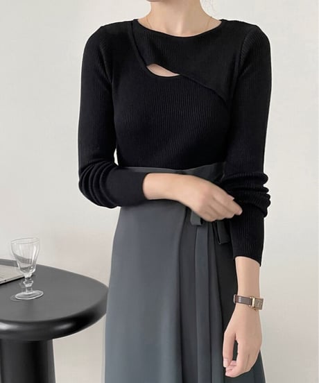 asymmetry rib knit/4color