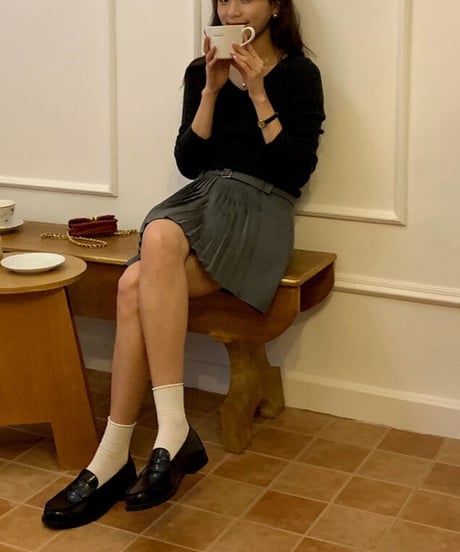 V neck knit long-T/4color(ネコポス)