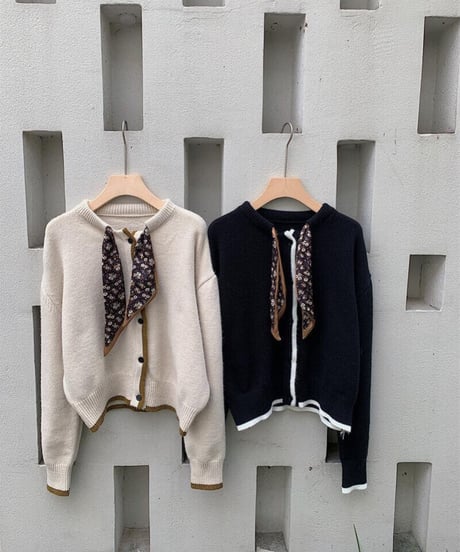 [OUTLET]scarf knit cardigan/3color