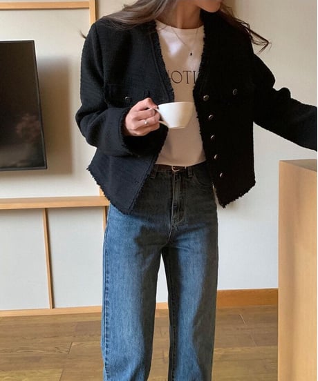 V neck tweed jacket/2color