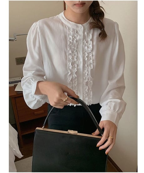 stand collar frill shirt