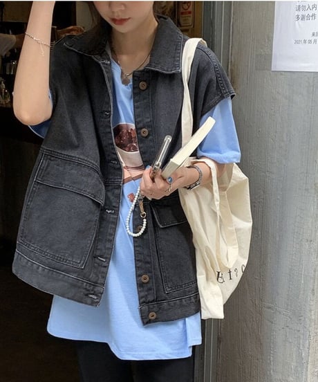 denim over vest/2color