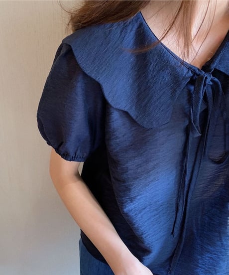 design collar ribbon blouse/3color