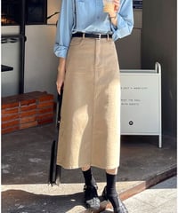 [OUTLET]A line color denim skirt/2color