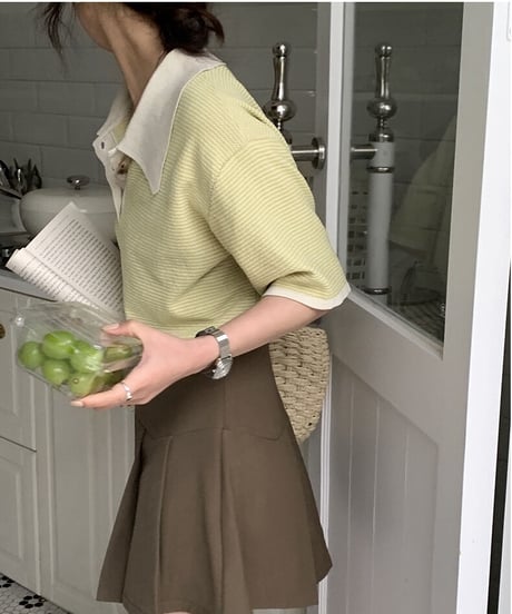 border polo summer knit/3color