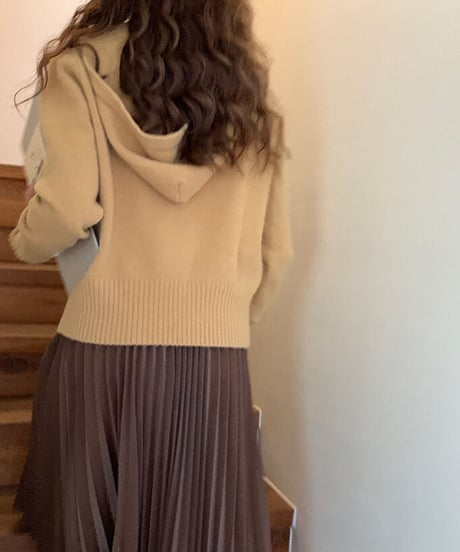 knit zip up hoodie/5color