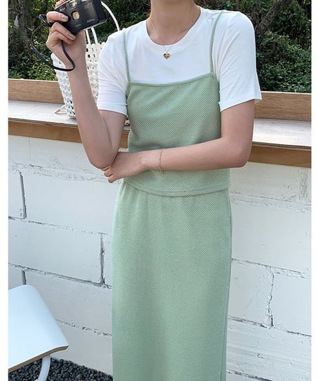back lace up set up dress(下)/4color