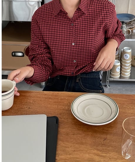 gingham check shirt/3color