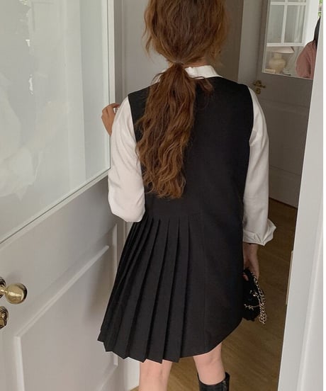 asymmetry vest one-piece/2color