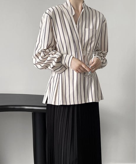 waist shape stripe shirt