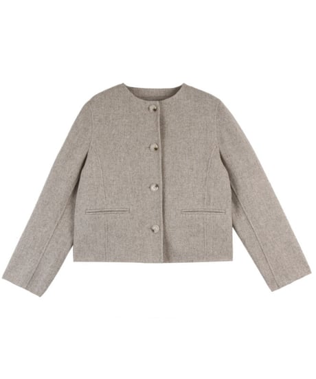 no collar short jacket 【Wool 100%】