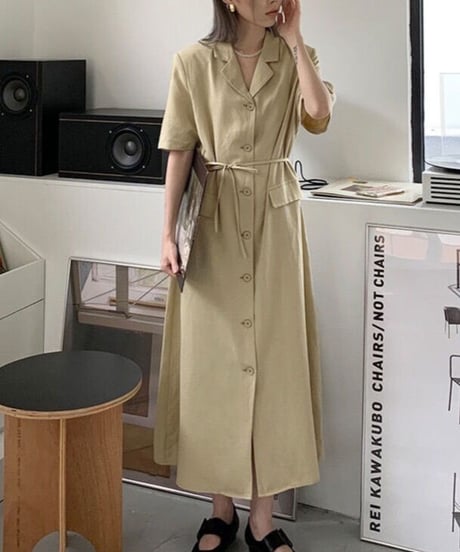 linen shirt dress/2color