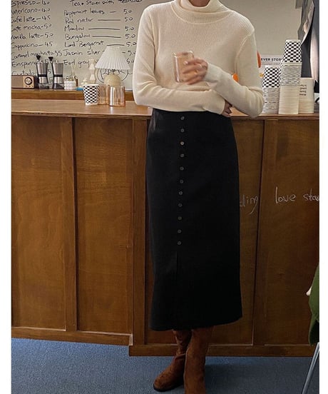 front button skirt/2color