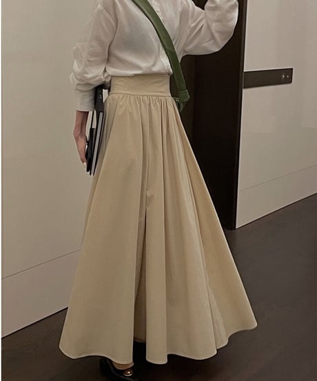 tuck flare maxi skirt/3color