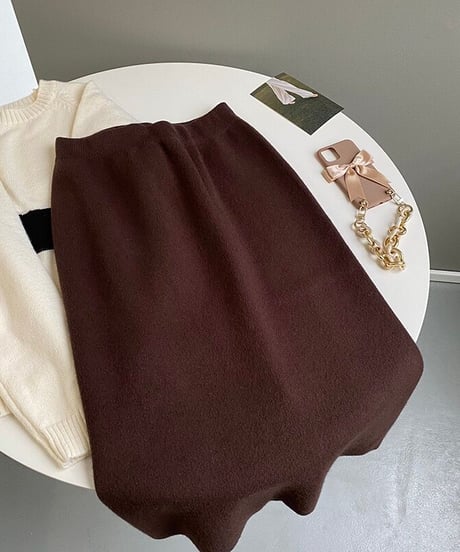 knit long skirt/4color