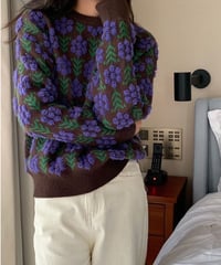 [OUTLET]retro flower knit pullover