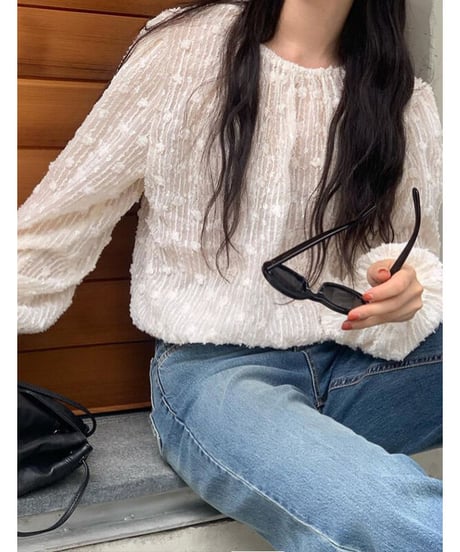glossy lace blouse/2color