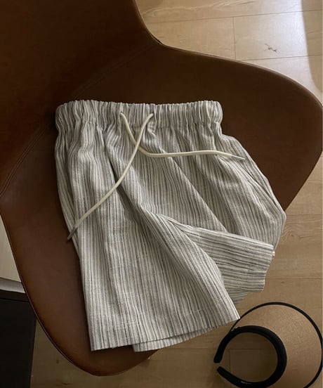 linen stripe short pants