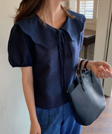 design collar ribbon blouse/3color