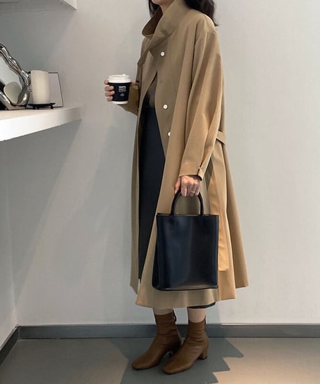 stand collar trench coat/2color