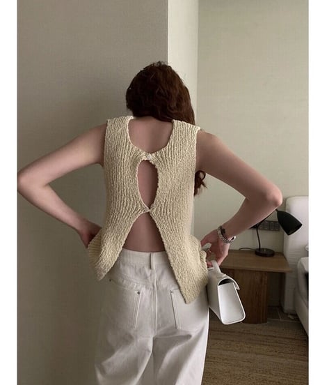 back design knit tank/2color(ネコポス)