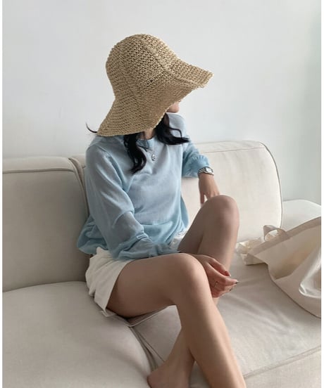 [OUTLET]linen blend sheer long-T/3color(ネコポス)