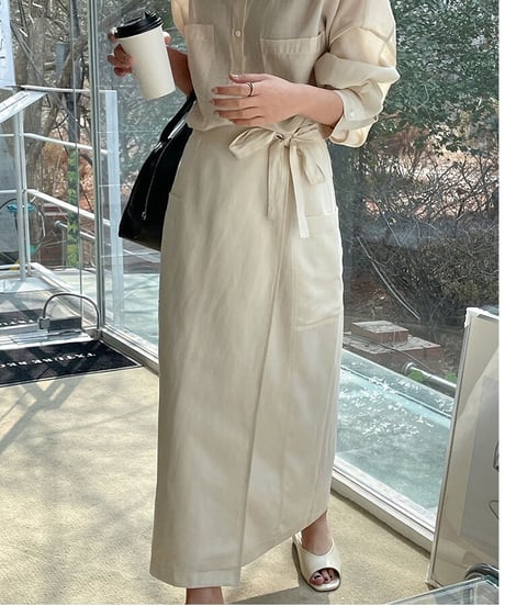tencel wrap long skirt