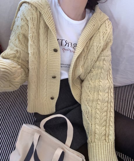 sailor collar knit cardigan/3color