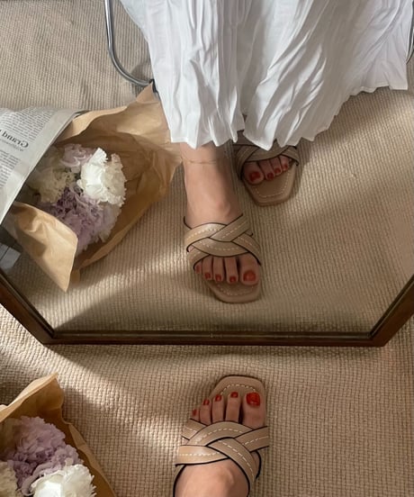 cross stitch flat sandal/3color