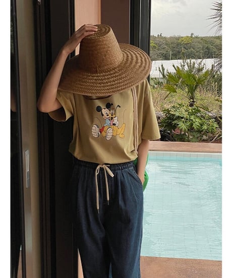 relax wide denim pants/2color