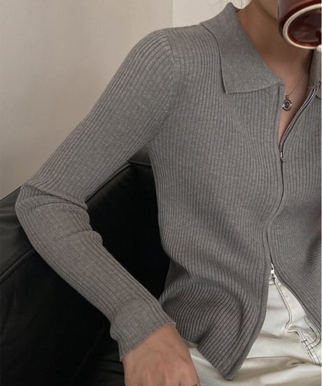 zip up rib knit/5color(ネコポス)