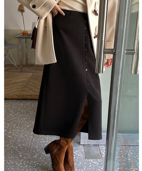 front button skirt/2color