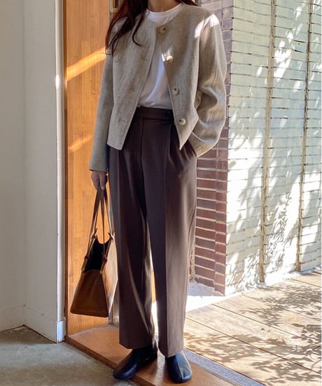 no collar short jacket 【Wool 100%】