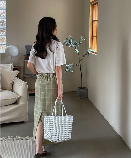 （linen 100%）linen check SET UP(下)/2color