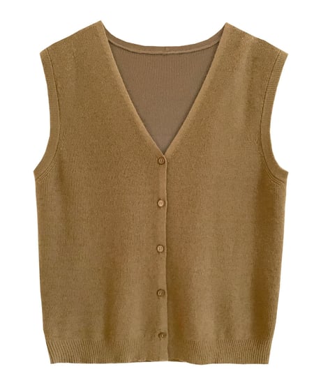 V neck button vest/2color